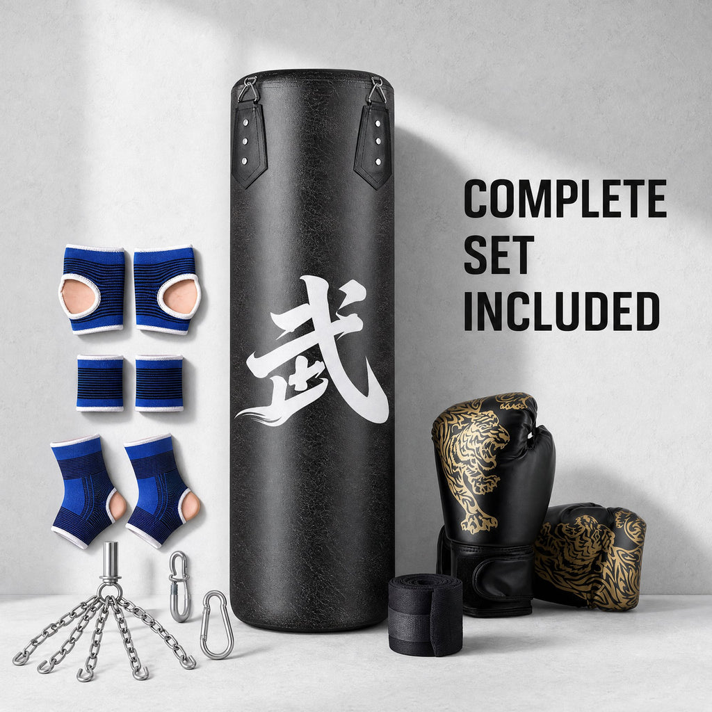 AMTPM Punching Bag for Adults, 4ft PU Leather Heavy Boxing Bag Set with 12oz Boxing Gloves, MMA Karate Kickboxing Boxing Home Gym Martial Art - Unfilled