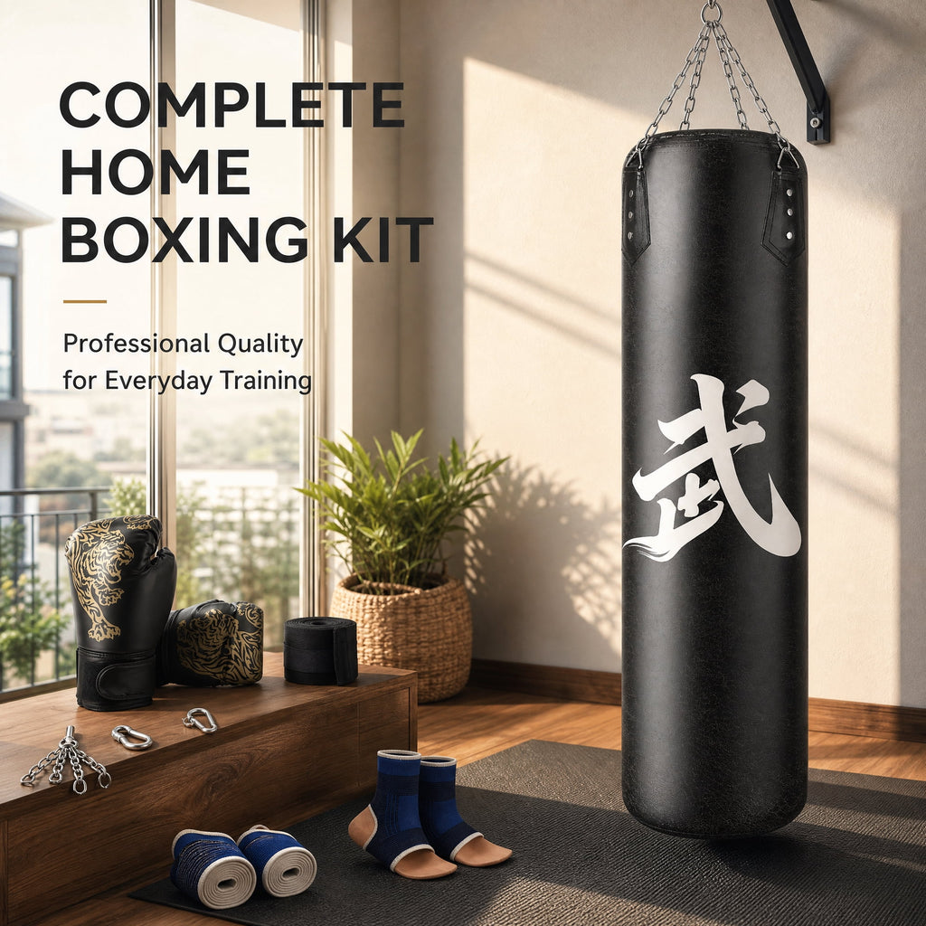 AMTPM Punching Bag for Adults, 4ft PU Leather Heavy Boxing Bag Set with 12oz Boxing Gloves, MMA Karate Kickboxing Boxing Home Gym Martial Art - Unfilled